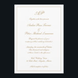 Invitación Elegante Monograma Oro Formal Todo En Un Boda<br><div class="desc">Estilo tradicional Invitación todo en una boda con un diseño sencillo y clásico con su monograma en la parte superior junto con los detalles de su boda rodeados de un borde. Sus detalles están en un elegante guión falso dorado y se pueden cambiar a cualquier color que desee haciendo clic...</div>