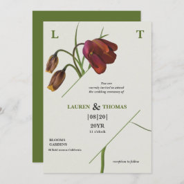 Invitación Elegante Monograma Papaya Látigo Bloom Tulips Boda