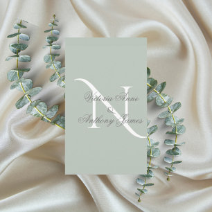Invitación Elegante Monograma Primer Boda Verde Sage