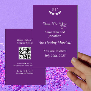 Invitación Elegante Monograma Púrpura Jewel Tono Guardar tarj
