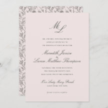 Elegante Monograma Rubor Floral Script Boda