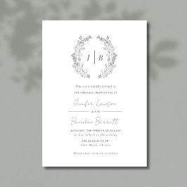 Invitación Elegante Monograma simple Boda