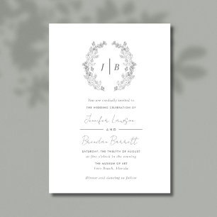Invitación Elegante Monograma simple Boda