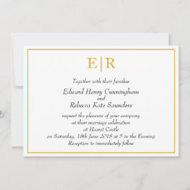 Invitación Elegante Monograma simple Boda de oro