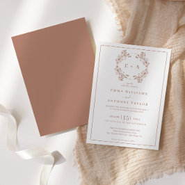 Invitación Elegante Monograma Terracota Boda