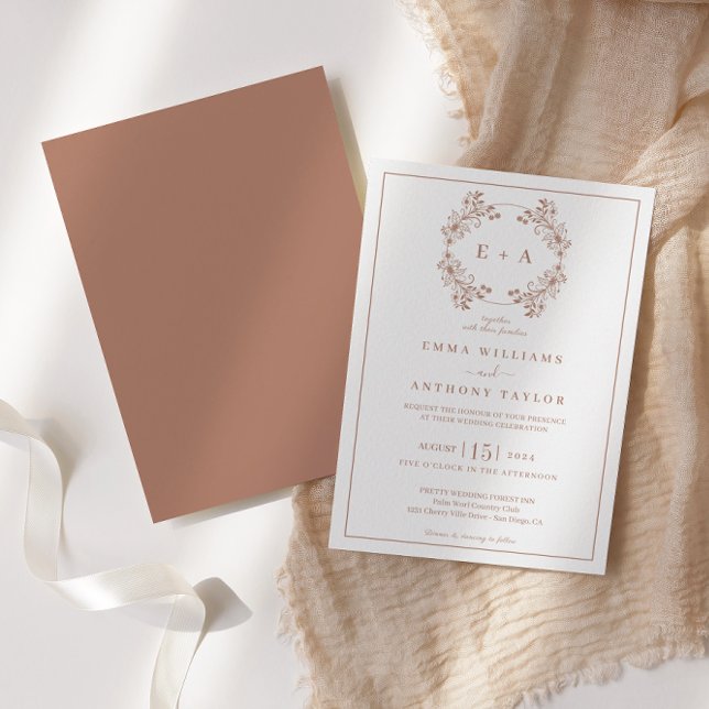 Invitación Elegante Monograma Terracota Boda (Subido por el creador)