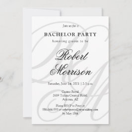 Invitación Elegante Monogramado con código QR Bacherlor Fiest