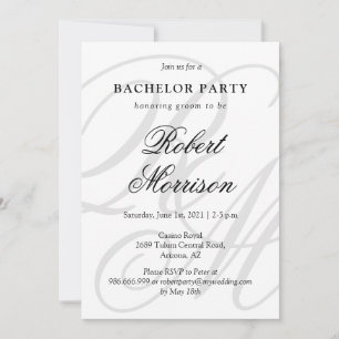 Invitación Elegante Monogramado con código QR Bacherlor Fiest