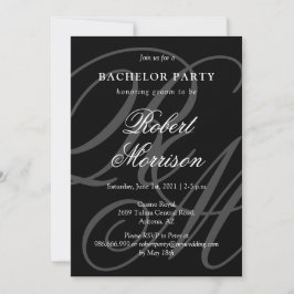 Invitación Elegante Monogramado con código QR Bacherlor Fiest