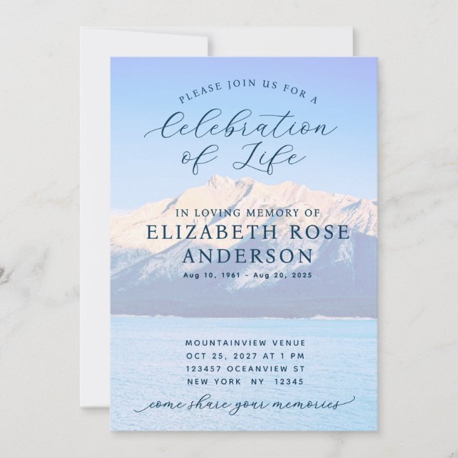 Invitación Elegante Montaña Azul Celebración del Monumento a  (Anverso)