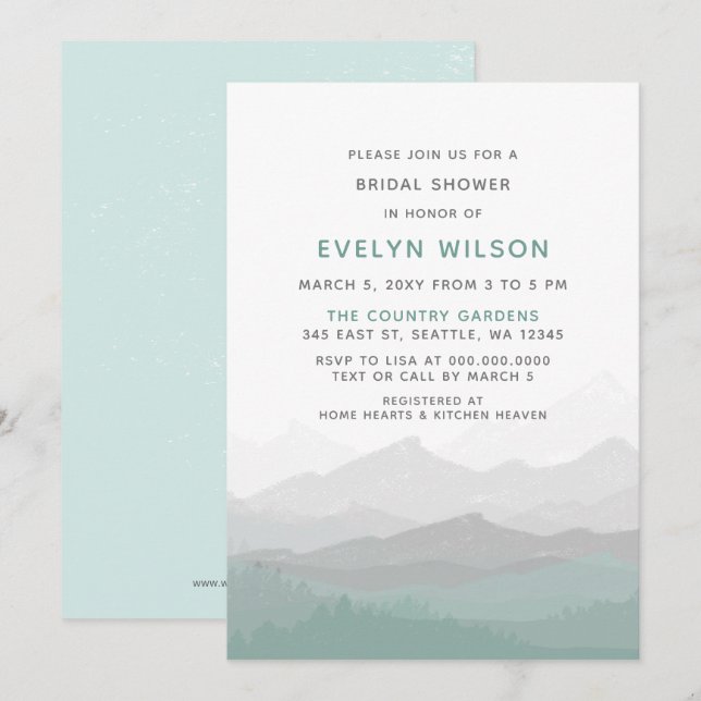 Invitación elegante montaña Bridal (Anverso / Reverso)