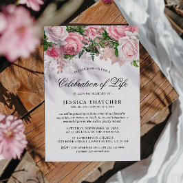 Invitación Elegante Monumento a la Flora Rosa | Celebración d