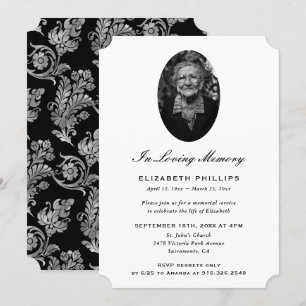 Invitación Elegante Monumento a la Foto de Plata Negra