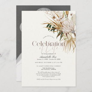 Invitación Elegante monumento al funeral botánico de Boho