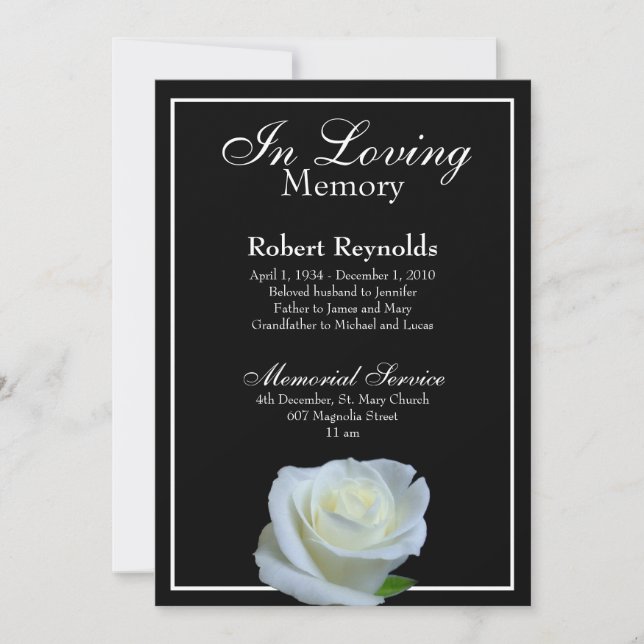 Invitación Elegante monumento floral o funeral (Anverso)