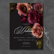 Elegante Moody Boda de orejas y flores de Borgoña