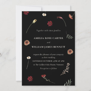 Invitación Elegante Moody Fall Boda de Flor Silvestre del Oto