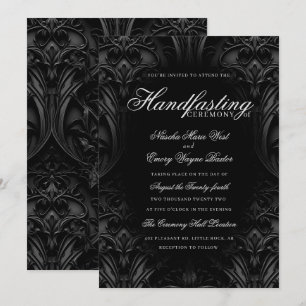 Invitación Elegante Moody Handfasting gótico negro