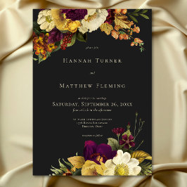 Invitación Elegante Moody Jewel Vintage Boda Floral