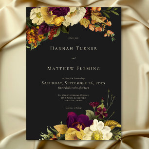 Invitación Elegante Moody Jewel Vintage Boda Floral