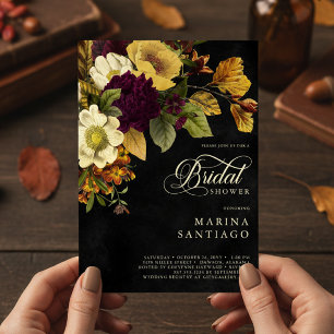 Invitación Elegante Moody Jewel Vintage Floral Bridal Shower