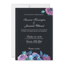 Elegante Moody Purple Watercolor Floral Boda