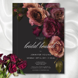 Invitación Elegante Moody Rust & Burgundy Floral Bridal Brunc