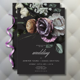 Invitación Elegante Moody Twilight Boda floral silenciado