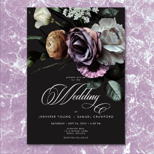 Invitación Elegante Moody Twilight Boda floral silenciado