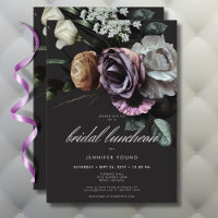 Elegante Moody Twilight Muted Floral Bridal Lunch