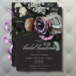 Invitación Elegante Moody Twilight Muted Floral Bridal Lunch