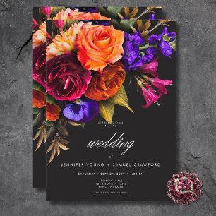 Invitación Elegante Moody Vibrant Harvest Floral Boda