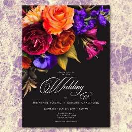Invitación Elegante Moody Vibrant Harvest Floral Boda