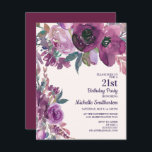 Invitación Elegante Morado Acuarela Floral 21 cumpleaños<br><div class="desc">Hermosa lila botánica y acuarela púrpura floral 21ª invitación de fiesta de cumpleaños para mujeres. Póngase en contacto con nosotros para obtener ayuda sobre la personalización o para solicitar productos coincidentes.</div>