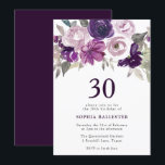 Invitación Elegante Morado Acuarela Floral 30 cumpleaños<br><div class="desc">Elegante Morado Acuarela Floral 30 cumpleaños Invitación Ver colección coincidente en Nicho y Nest Store</div>