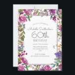 Invitación Elegante Morado Acuarela Floral 60 cumpleaños<br><div class="desc">Elegante color de agua morada floral invitación a la fiesta de cumpleaños número 60 de las mujeres con un tipografía adorable. El texto es personalizable,  así que háganlo suyo. Póngase en contacto con nosotros para obtener ayuda sobre la personalización o para solicitar productos coincidentes.</div>
