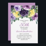 Invitación Elegante Morado Amarillo Floral 30 cumpleaños<br><div class="desc">Elegante invitación botánica de cumpleaños número 30 para mujeres con flores de color bonito morado y amarillo acuático y vegetación. Personalizado con tu propio texto.</div>