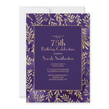 Elegante morado dorado deja 75 cumpleaños