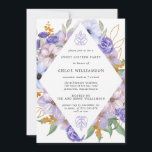 Invitación Elegante Morado Dorado Floral Dulce Fiesta<br><div class="desc">Las flores moradas y doradas de bonito crean un marco moderno en forma de diamante alrededor de tus detalles fiestas Sweet 16.</div>