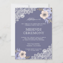 Elegante morado floral de encaje islámico Mehndi