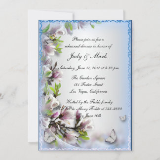 Invitación Elegante Morado Floral Mariposa Ensayo Cena