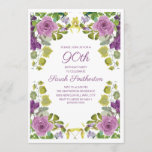 Invitación Elegante Morado Floral Verde Vines 90 cumpleaños<br><div class="desc">Hermosas y elegantes colinas de agua morada florales y verdes en la invitación a las mujeres a la fiesta de cumpleaños 90 color rosa. El texto,  el tipo de letra,  el tamaño del tipo de letra y el color son completamente personalizables.</div>