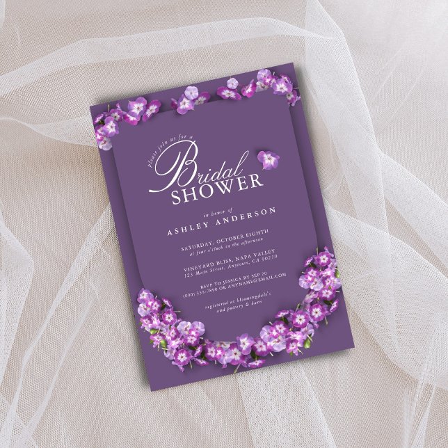 Invitación Elegante Morado Lilac Rum Arch Floral Bridal Showe (Subido por el creador)