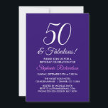 Invitación Elegante morado Minimalista 50 y fabuloso cumpleañ<br><div class="desc">Elegante Morado Minimalista 50 y Fabulosa Invitación de Cumpleaños Personaliza esta elegante invitación de fiesta de cumpleaños morado con el nombre de la persona que celebra un día muy especial en su vida. Un cumpleaños número 50 es un hito especial para celebrar. Marque la ocasión creando un fiesta y enviando...</div>