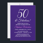 Invitación Elegante morado Minimalista 50 y fabuloso cumpleañ<br><div class="desc">Elegante Morado Minimalista 50 y Fabulosa Invitación de Cumpleaños Personaliza esta elegante invitación de fiesta de cumpleaños morado con el nombre de la persona que celebra un día muy especial en su vida. Un cumpleaños número 50 es un hito especial para celebrar. Marque la ocasión creando un fiesta y enviando...</div>