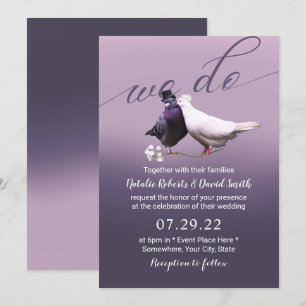 Invitación Elegante Morado Ombre Hacemos Boda De Aves Amadas