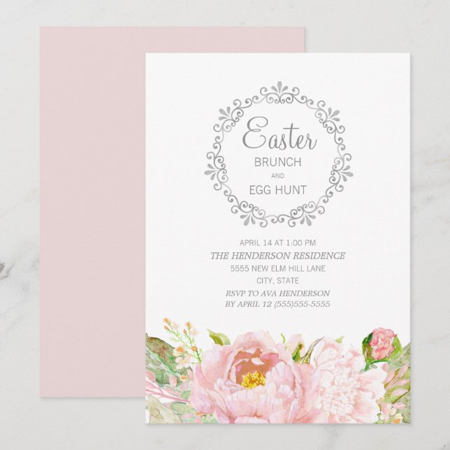Invitación Elegante mordedura rosada de brunch de brunch (Anverso / Reverso)