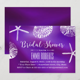 Invitación Elegante Morple Beach Wedding Bridal Shower