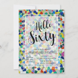 Invitación Elegante Mosaico Colorido Hola Sesenta Años