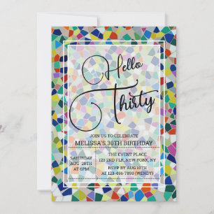 Invitación Elegante Mosaico Colorido Hola Treinta Años